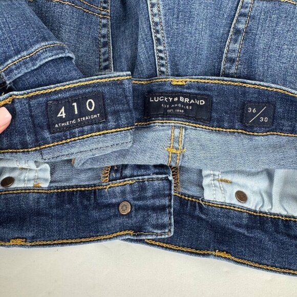 Lucky Brand 410 Athletic Fit Straight Medium Wash Denim Jeans Men's 36Wx30L EUC - Picture 9 of 12